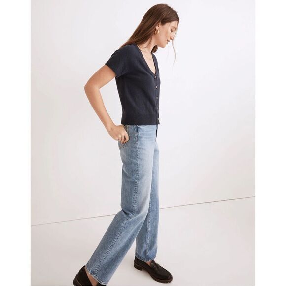 ✨Madewell Linden Scoop Sweater Dark Baltic Sz Medium Tee✨ - Picture 2 of 9